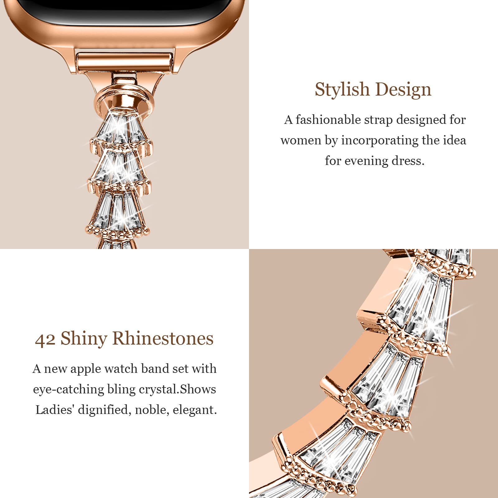 Woman Shell Stone Watch Band with Case Woman Shell Stone Watch Band with Case