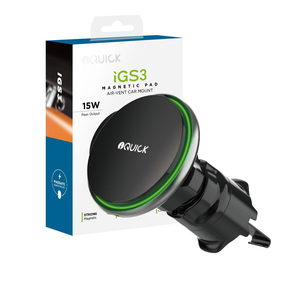 iGS3 Magnetic Pad Air-vent Car Mount Charger
