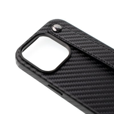 Metal Camera Lens PU Leather Case with Hand Belt for iPhone 14