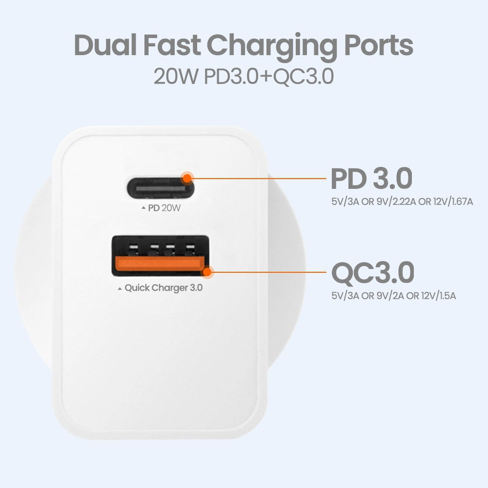 20W PD3.0+QC3.0 Fast Charging Adapter