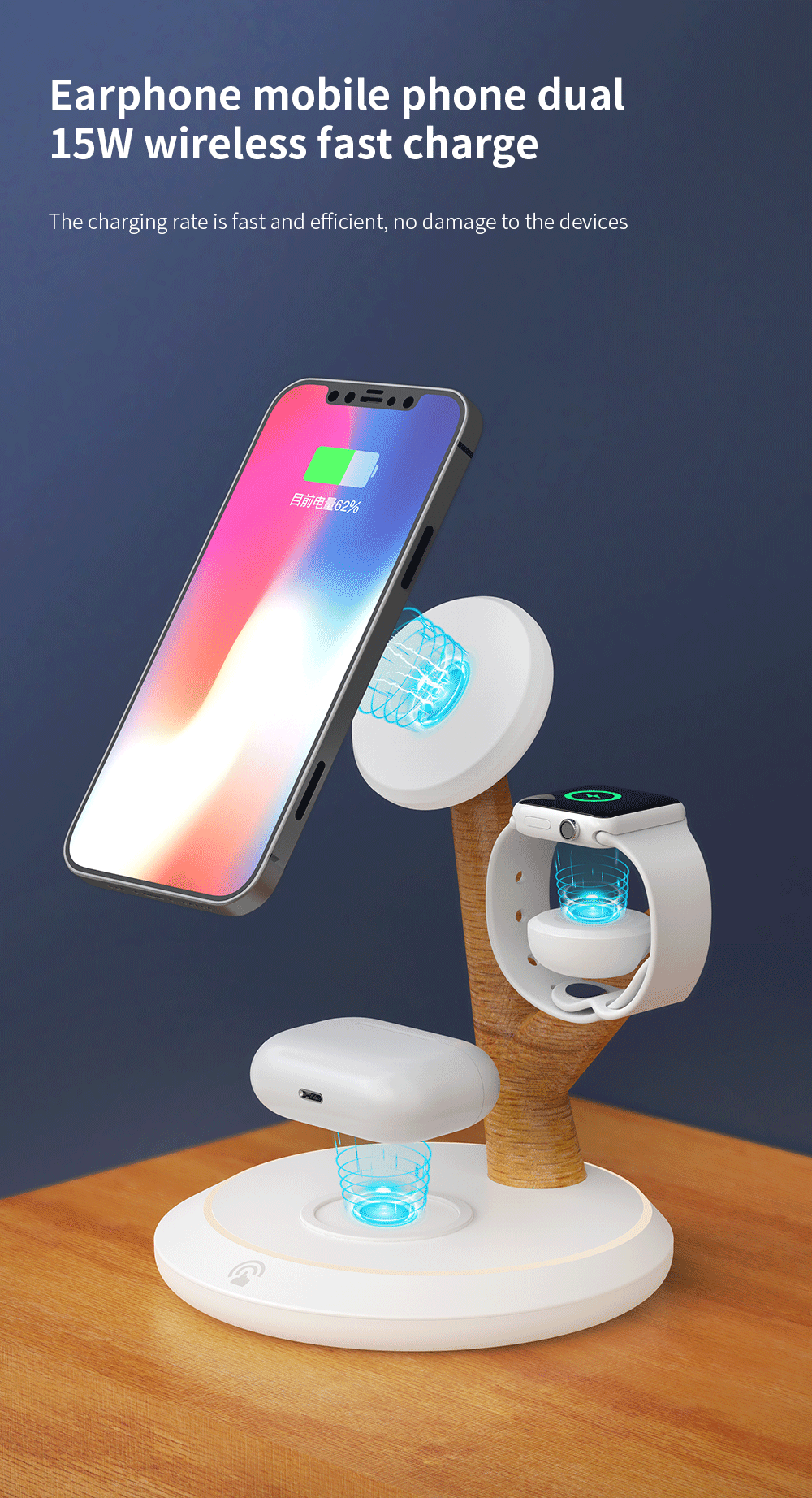 3-in-1 Wireless Tree Charging Station | Compatible with Apple/ Apple Watch