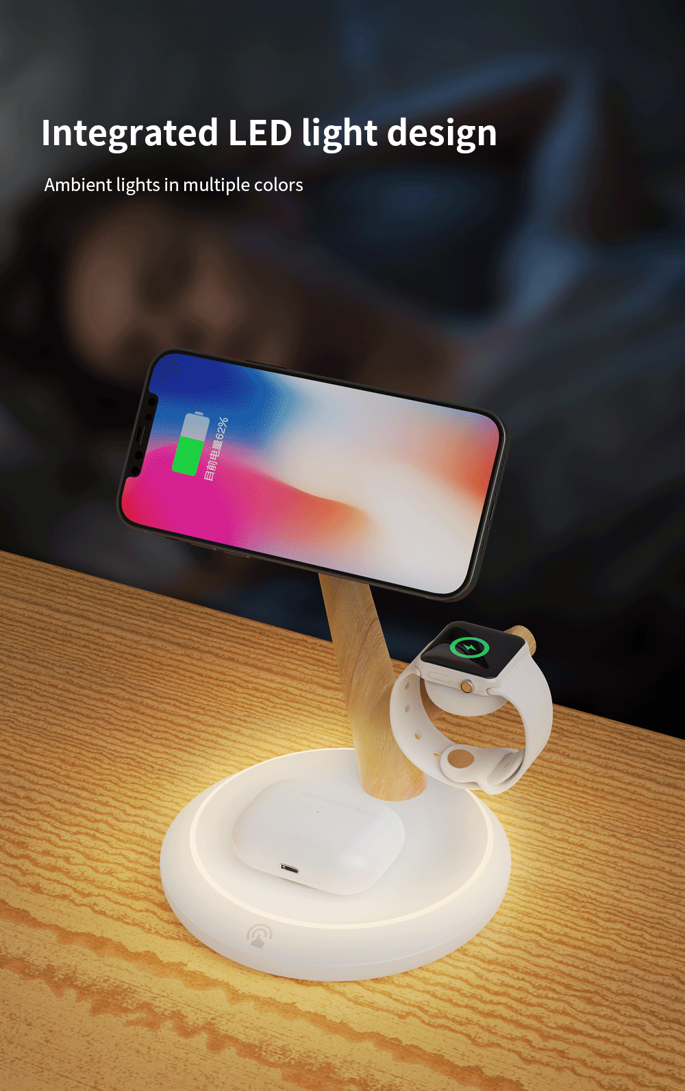 3-in-1 Wireless Tree Charging Station | Compatible with Apple/ Apple Watch